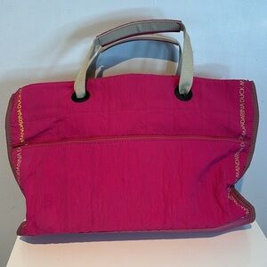 Vintage Mandarina Duck hot pink nylon zipper top bag/purse